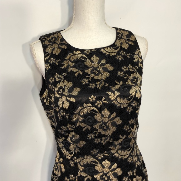 Hugo Buscati Black & Gold Sleeveless Lace Dress - Picture 2 of 8